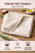 Premium Cream Cotton Tea Towels – 200 GSM | 45 × 70 cm | Pack of 5