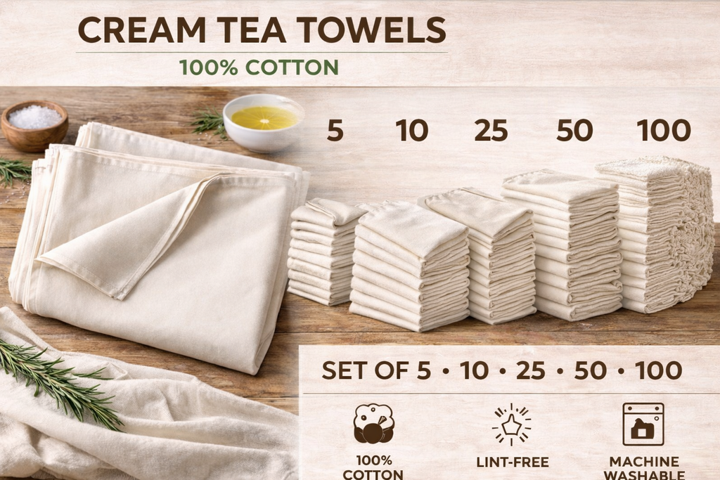 Premium Cream Cotton Tea Towels – 200 GSM | 45 × 70 cm | Pack of 5